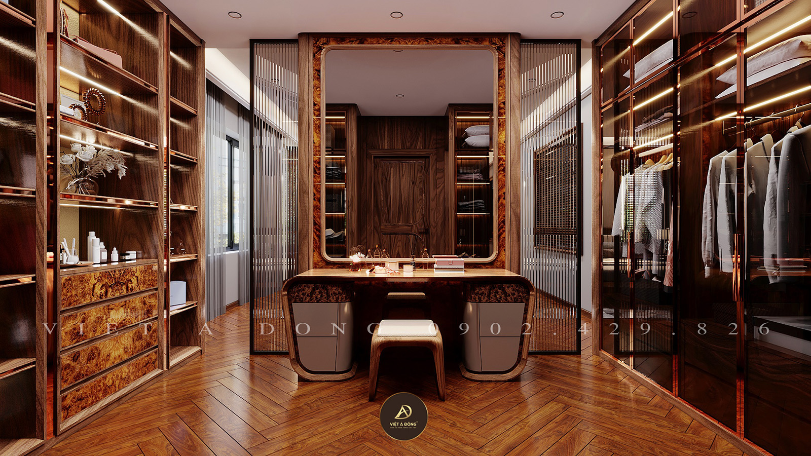 Bàn trang điểm gỗ óc chó